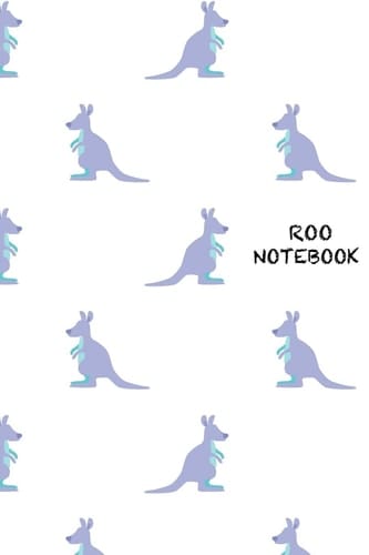 Roo Notebook 6 X 9 Notebook with Blue Kangaroo Repeat Pattern Cover; 110 Blank Lined Pages; Matte Softcover; Blank Notebook
