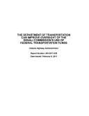 The Department of Transportation Can Improve Oversight of the Denali Commission's Use of Federal Transportation Funds Federal Highway Administration.