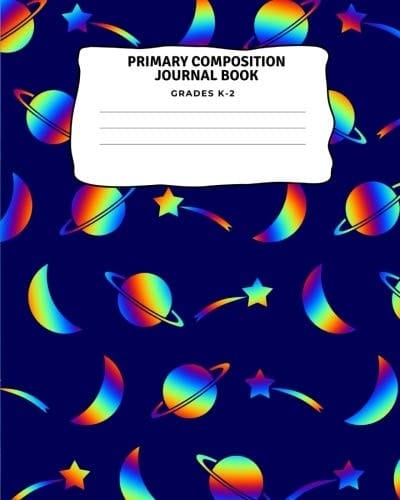 Space Galaxy Primary Composition Journal Notebook Grades K-2 Boys, Girls, Story Draw and Write, Kindergarten, First, Second Grade, 8 X 10, 75 Sheets/150 Pages
