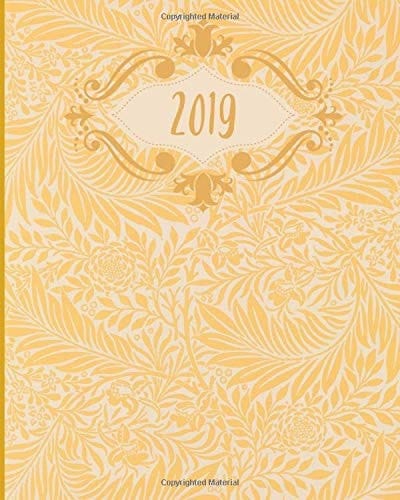 2019 Weekly Planner,Yellow ,Pattern,Floral, 8x10, Organizer, Agenda, Diary,Journal,Notebook,8x10