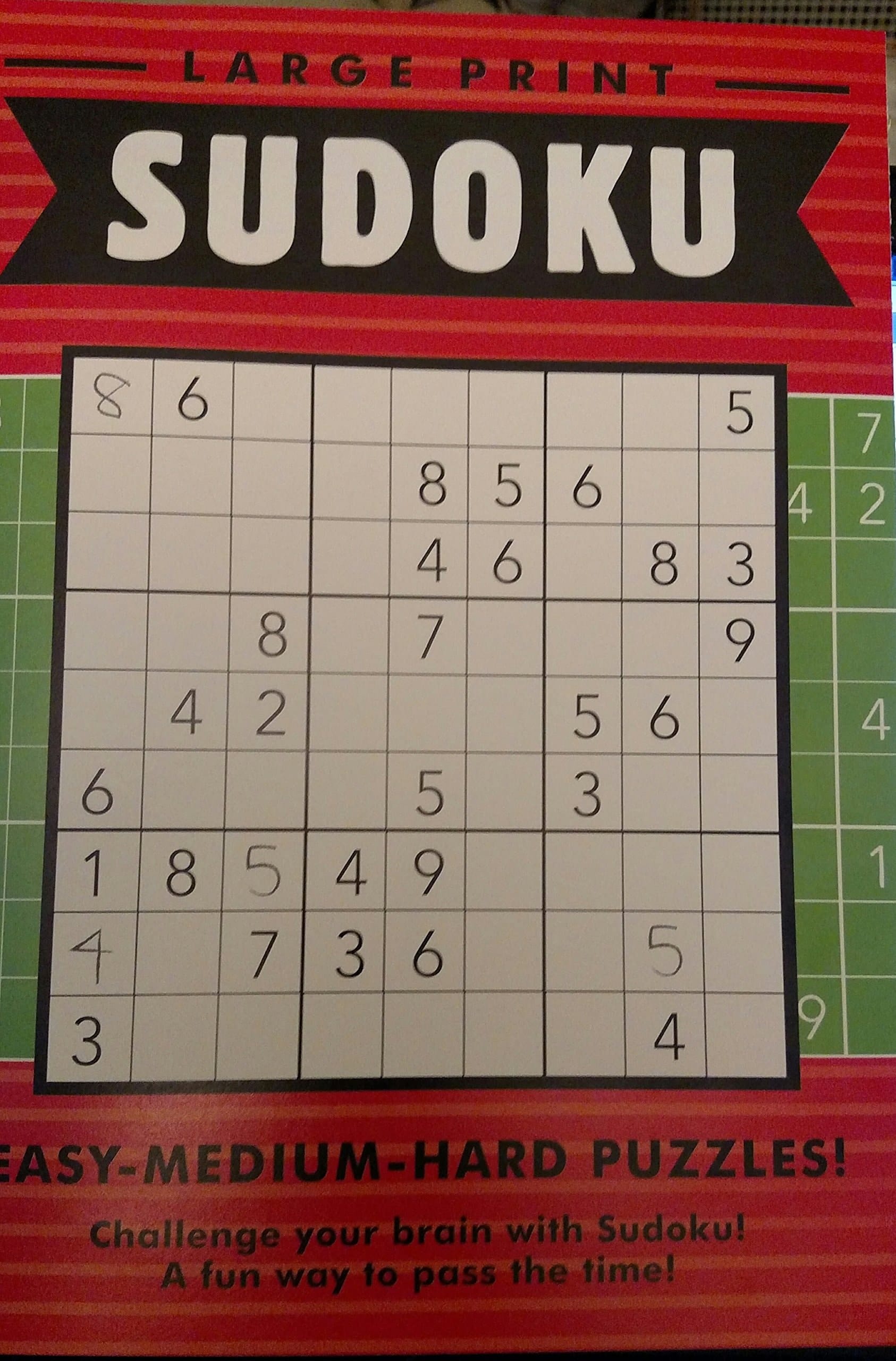 PAPP Large Print Sudoku Easy-Medium-Hard Puzzles (Red)