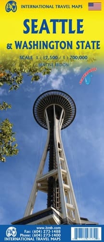 Seattle & Washington State Travel Reference Map 1:12.5K/1:700K