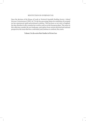 Restitution of Overpaid Tax
