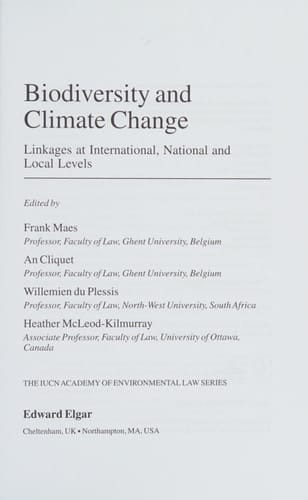 Biodiversity and Climate Change Linkages at International, National and Local Levels