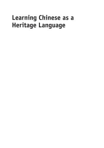 Learning Chinese as a Heritage Language