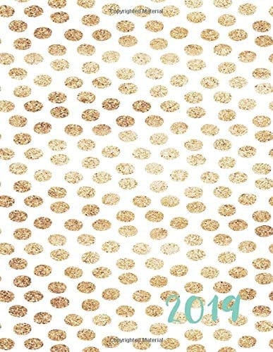 2019 Planner : 52 Week Agenda : 2019 Calendar : Trendy Gold Dots