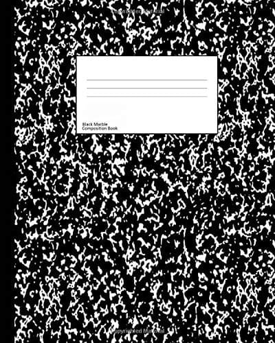 Composition Book Black Marble Cover