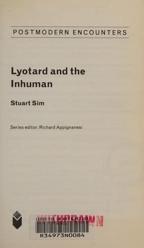 Lyotard and the Inhuman (Postmodern Encounters)