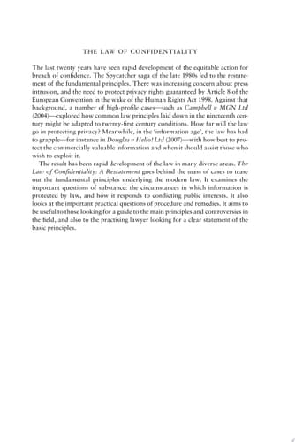 The Law of Confidentiality