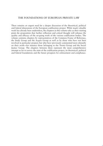 The Foundations of European Private Law