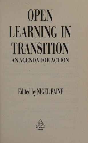 Open Learning in Transition: An Agenda for Action