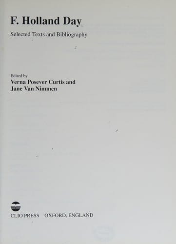 F. Holland Day: Selected Texts and Bibliography (World Photographers Reference, Vol. 8)