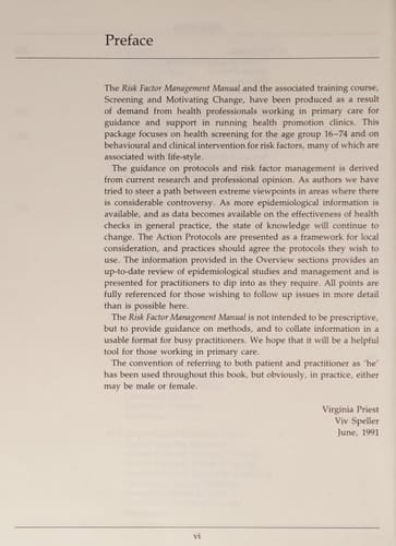 Risk Factor Management Manual