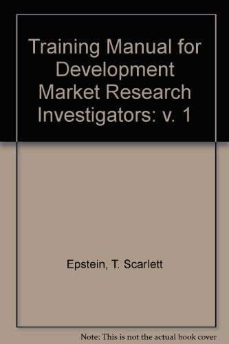 A Training Manual for Development Market Research (DMR) Investigators