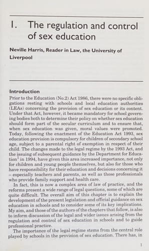 Sex Education & the Law: Issues & Implications