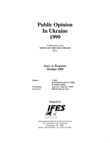 Public Opinion in Ukraine, 1999