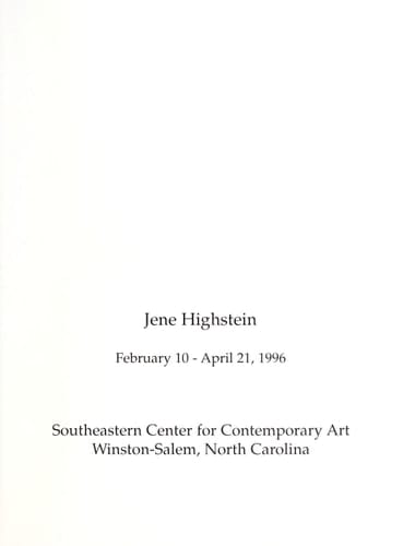 Jene Highstein February 10-April 21, 1996