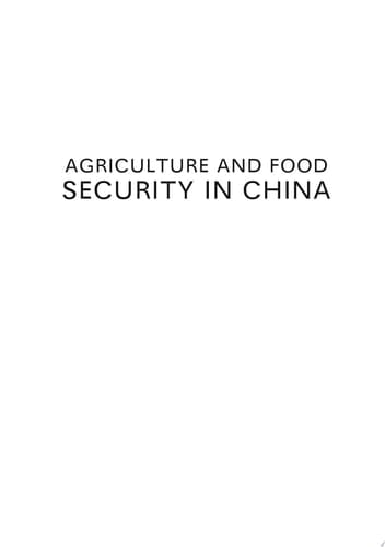 Agriculture and Food Security in China What Effect WTO Accession and Regional Trade Arrangements?