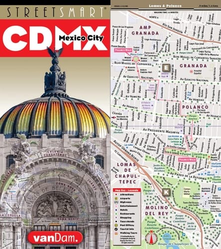 StreetSmart® Mexico City Map by VanDam – Laminated city center street map of CDMX w/all attractions, pre-hispanic sites, museums, hotels, restaurants, ... 2023 edition (English and Spanish Edition)