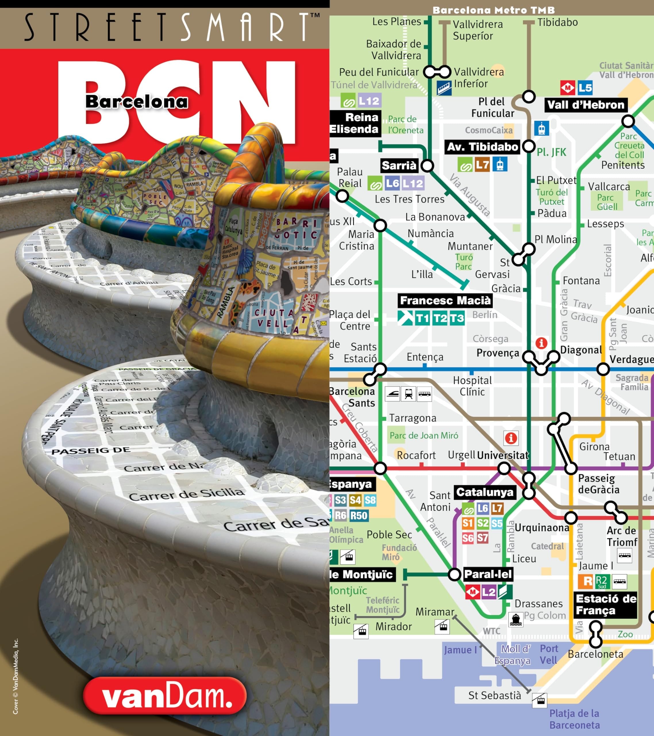 StreetSmart Barcelona Map by VanDam — Laminated pocket size Center City Map to Barcelona, Spain with all attractions, sights, museums, architecture ... 2019 Edition (English and Spanish Edition)