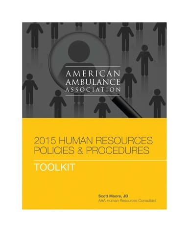 2015 American Ambulance Association Human Resources Manual Policies and Procedures