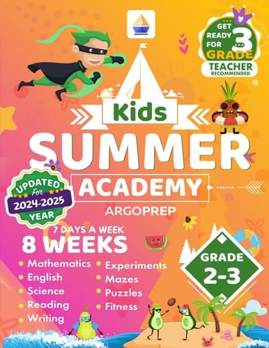 Kids Summer Academy by ArgoPrep - Grades 2-3: 12 Weeks of Math, Reading, Science, Logic, Fitness and Yoga | Online Access Included | Prevent Summer Learning Loss