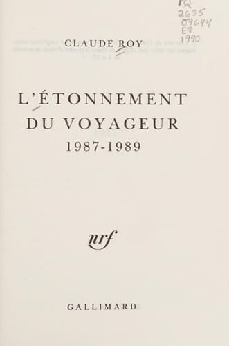L'étonnement du voyageur, 1987-1989