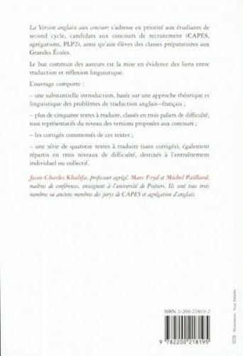 La version anglaise aux concours CAPES, Agrégations