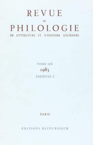 Revue de Philologie 1985/t59,2