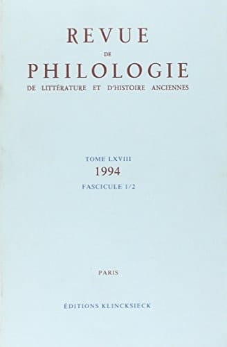 Revue de Philologie 1994/t68,1,2