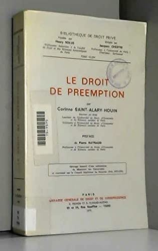Le Droit de préemption (Bibliothèque de droit privé ; 164) (French Edition)