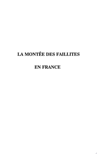 La montée des faillites en France, XIXe-XXe siècles