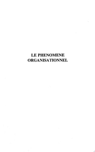Le phénomène organisationnel