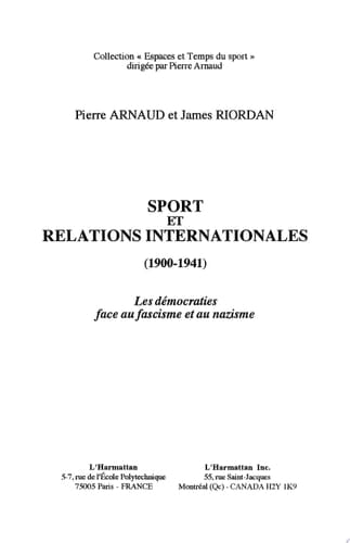 Sport et Relations Internationales (1900-1941)