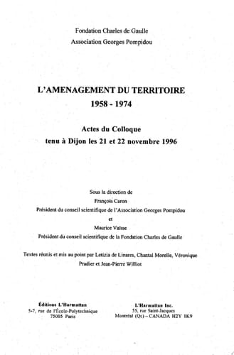 L'AMENAGEMENT DU TERRITOIRE 1958-1974