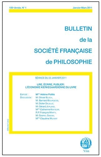 Lire, écrire, publier l'économie Kierkegaardienne du livre ; séance du 22 janvier 2011