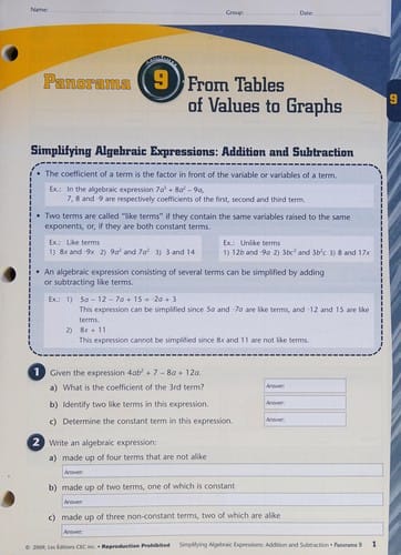 Panoramath Workbook B