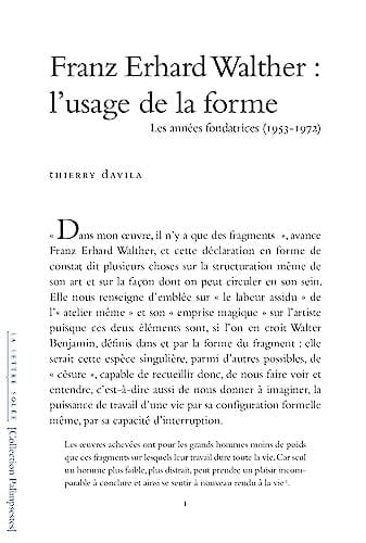 Franz Erhard Walther l'usage de la forme : les années fondatrices (1953-1972)