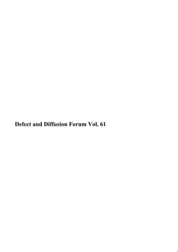 Defect and Diffusion Forum Vol. 61