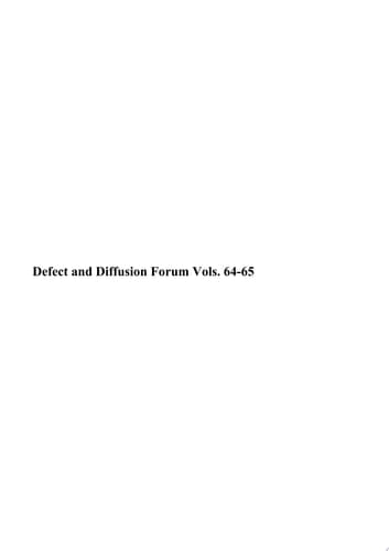 Defect and Diffusion Forum Vols. 64-65