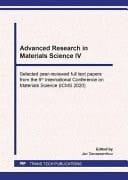Advanced Research in Materials Science IV Selected Peer-reviewed Full Text Papers from the 9th International Conference on Materials Science (ICMS 2020) : Selected Peer-reviewed Papers from the 9th International Conference on Materials Science (ICMS 2020), September 10-12, 2020, Ulaanbaatar, Mongolia
