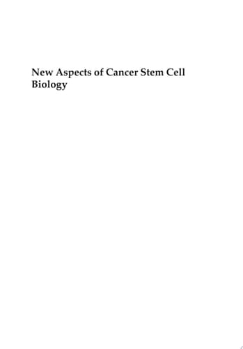 New Aspects of Cancer Stem Cell Biology Implications for Innovative Therapies