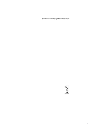 Essentials of Language Documentation