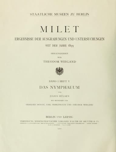 Inschriften von Milet Inschriften n. 1020 - 1580 / von Peter Herrmann ... Mit Beitr. von Denis Feissel und Peter Weiss. [Hrsg. im Auftr. des Inst. von Volkmar von Graeve]