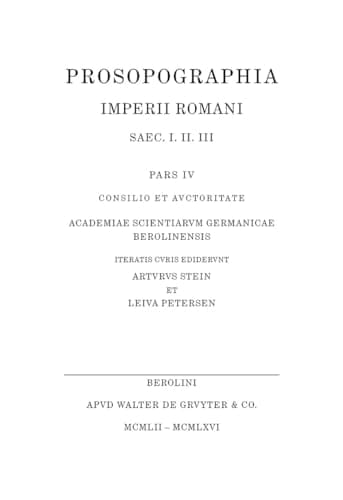 Prosopographia Imperii Romani saec. I. II. III.