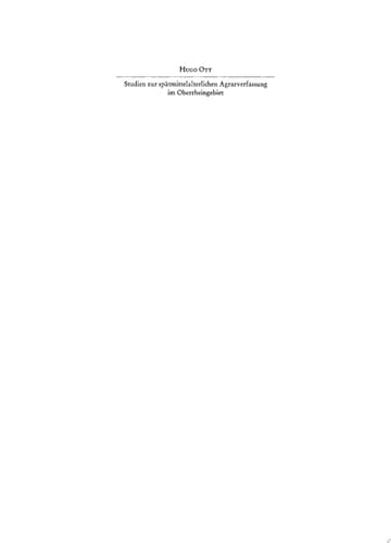 Studien zur spätmittelalterlichen Agrarverfassung im Oberrheingebiet