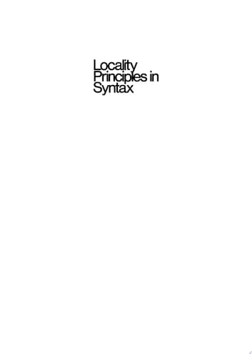 Locality principles in syntax