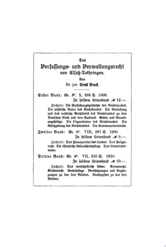 Ernst Bruck: Das Verfassungs- und Verwaltungsrecht von Elsass-Lothringen. Band 3