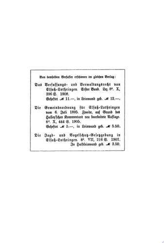 Ernst Bruck: Das Verfassungs- und Verwaltungsrecht von Elsass-Lothringen. Band 2