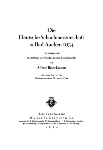 Die Deutsche Schachmeisterschaft in Bad Aachen 1934